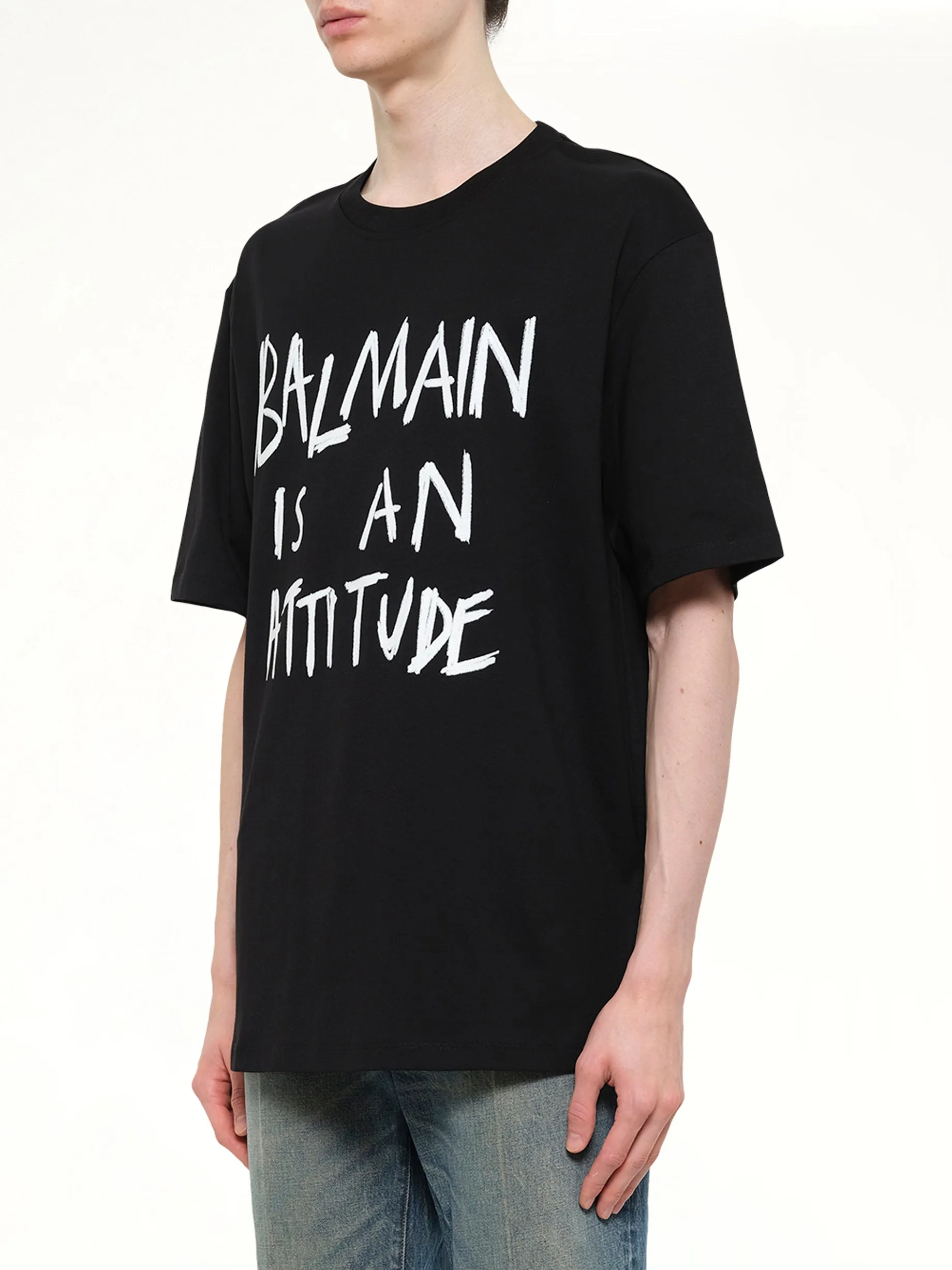 Balmain Attitude T-Shirt Bulky Fit in Black/White sold by MARAIS product image thumbnail 3