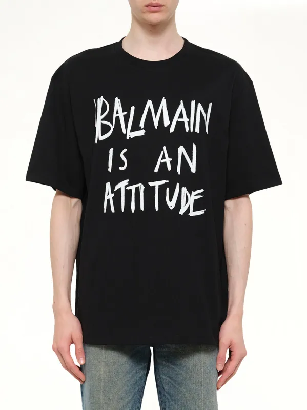 Balmain Attitude T-Shirt Bulky Fit in Black/White made by Balmain