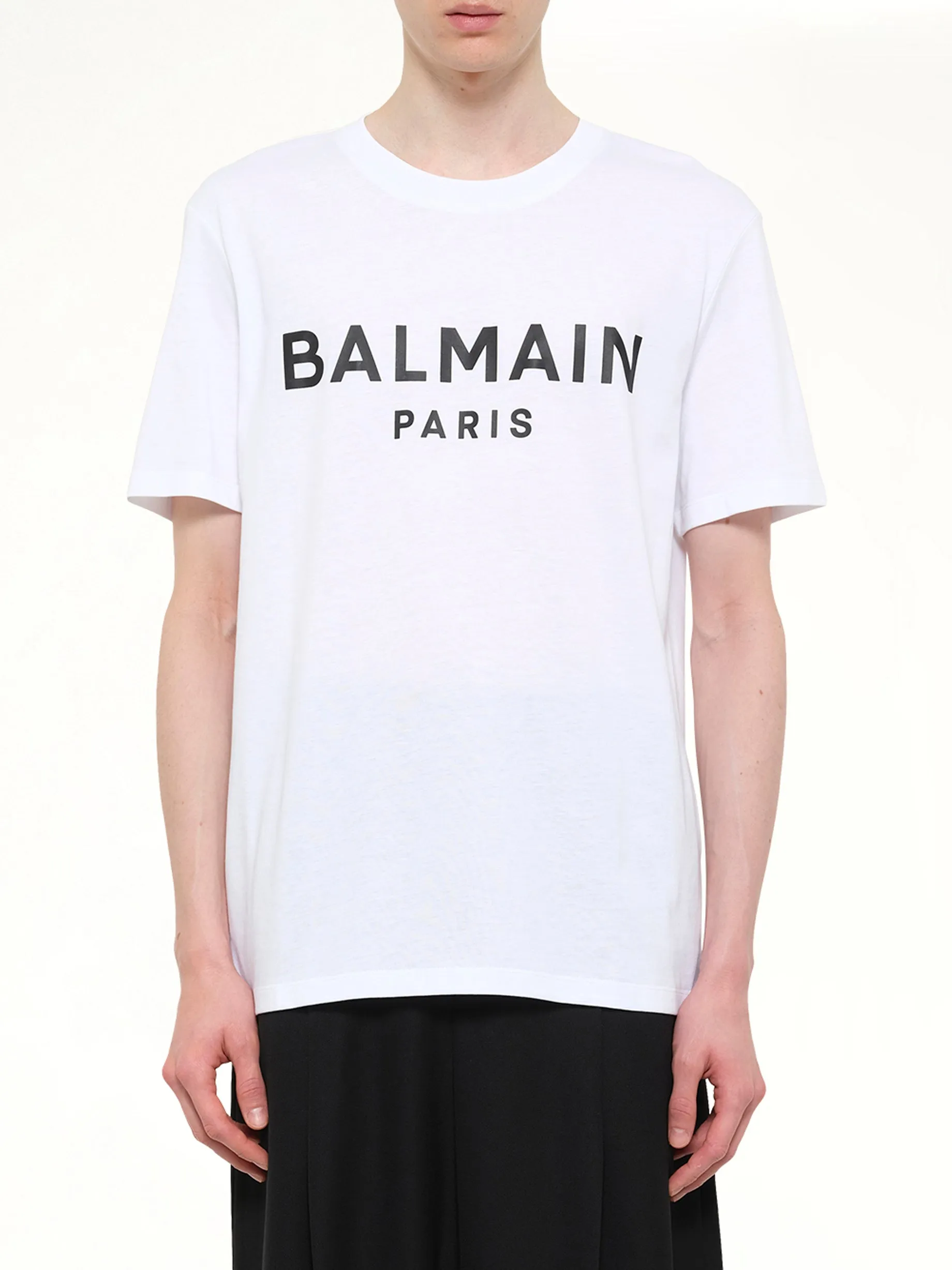 Balmain Print T-Shirt Reg Fit in White/Black sold by MARAIS