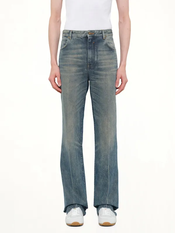 Tube Leg Jeans Vintage Wash in Blue made by Balmain