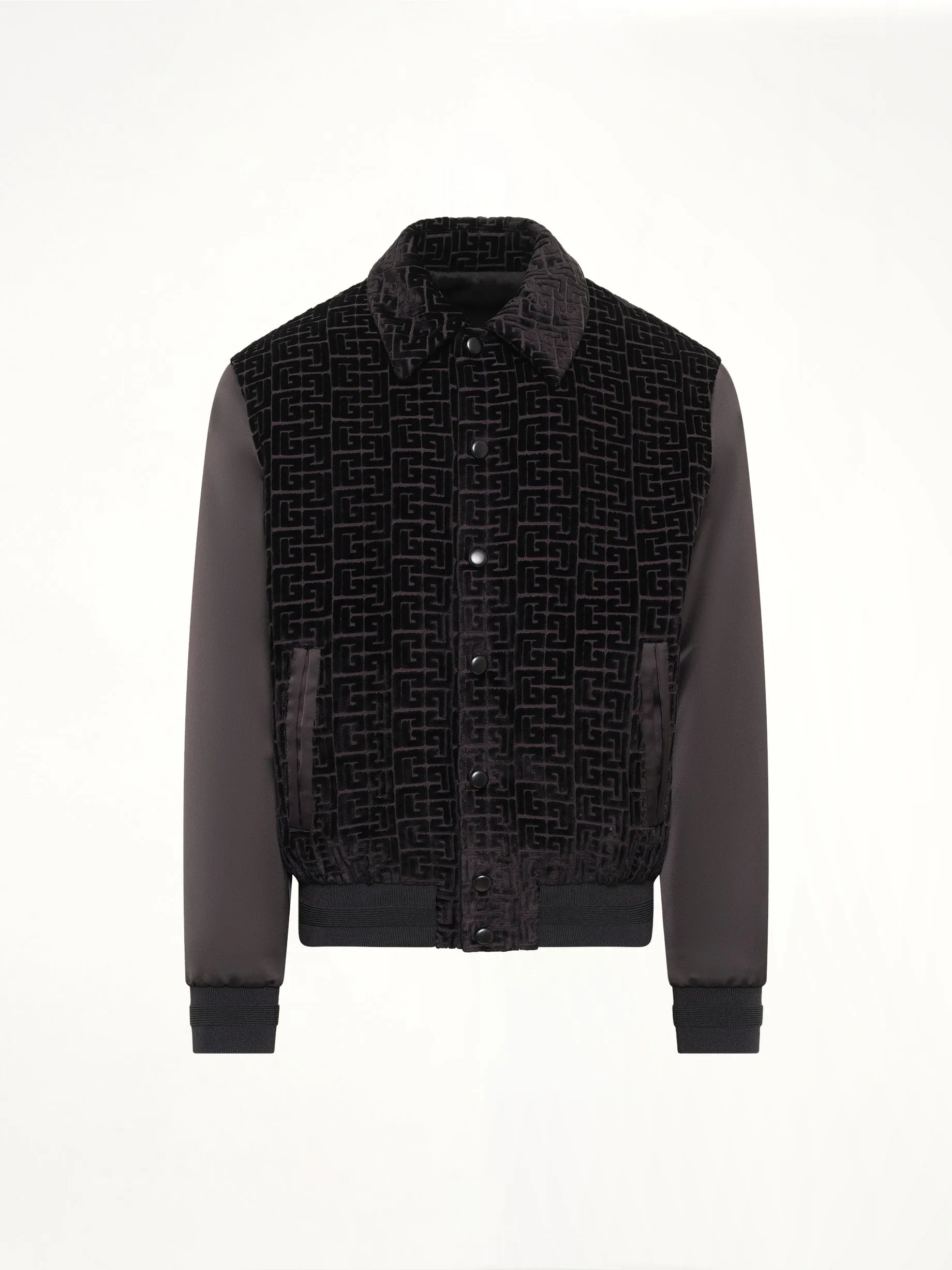 Monogram Velvet/Satin Bomber Jacket in Black sold by MARAIS product image thumbnail 2