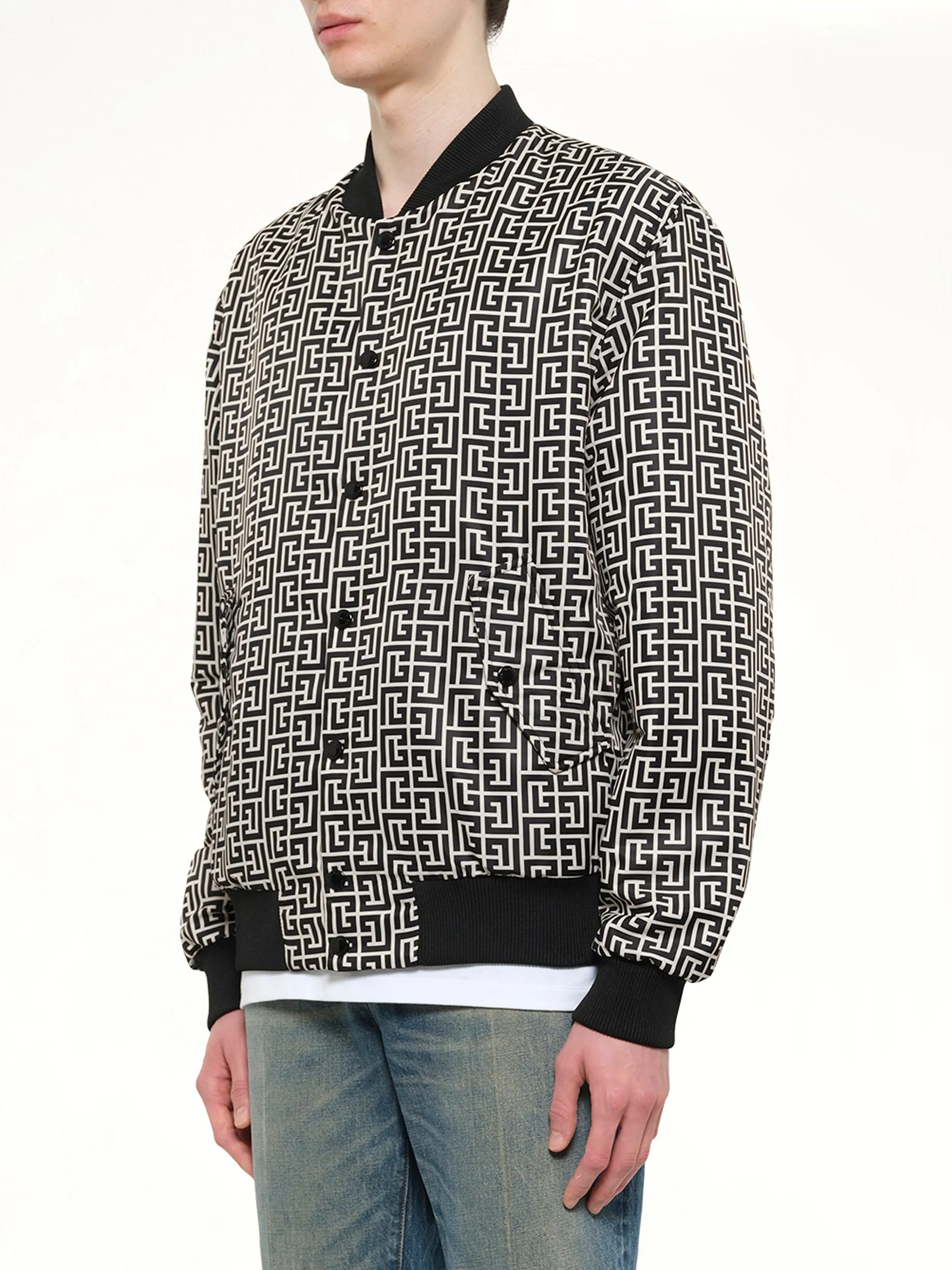 Monogram Nylon/Satin Reversible Bomber in Ivory sold by MARAIS product image thumbnail 3