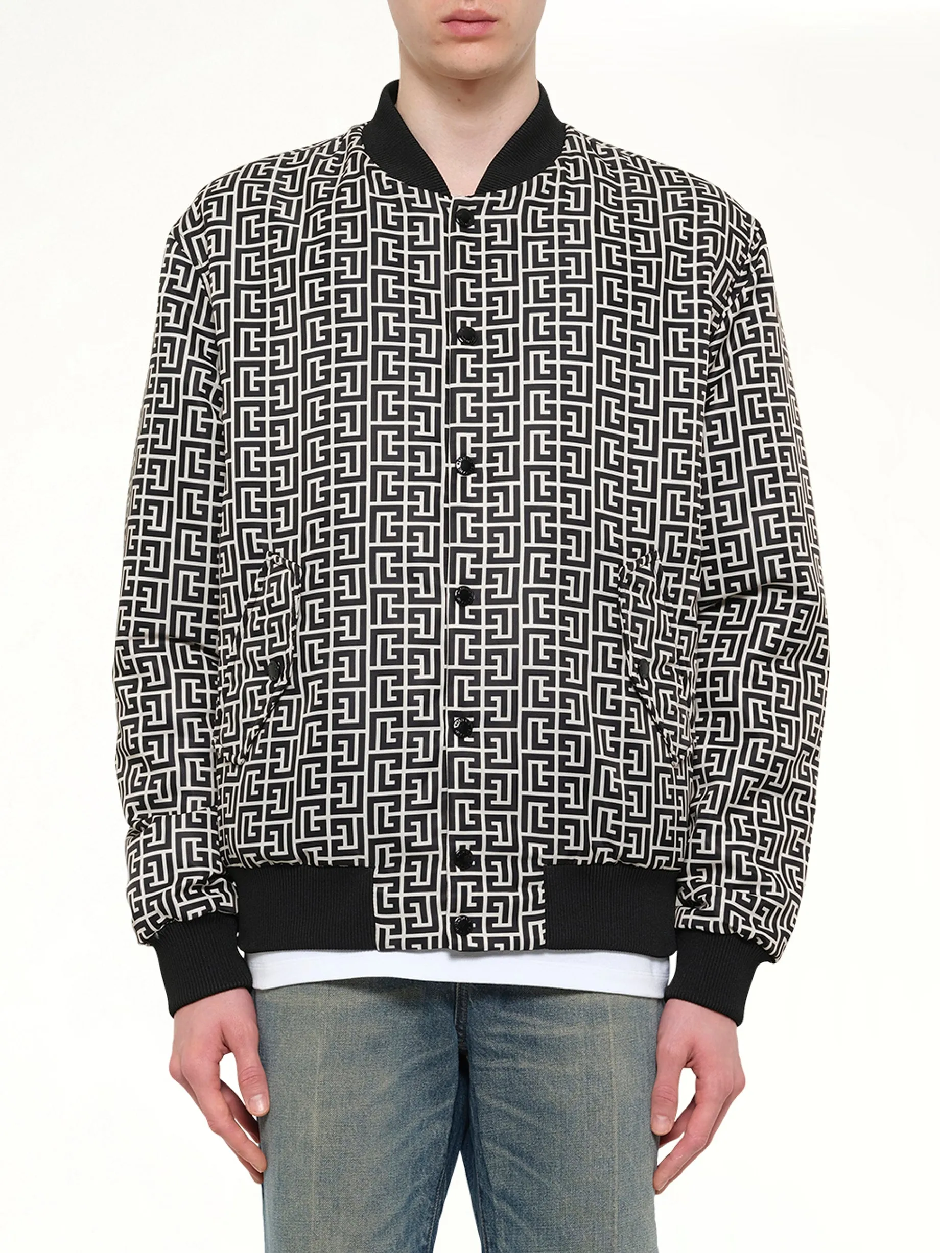 Monogram Nylon/Satin Reversible Bomber in Ivory sold by MARAIS