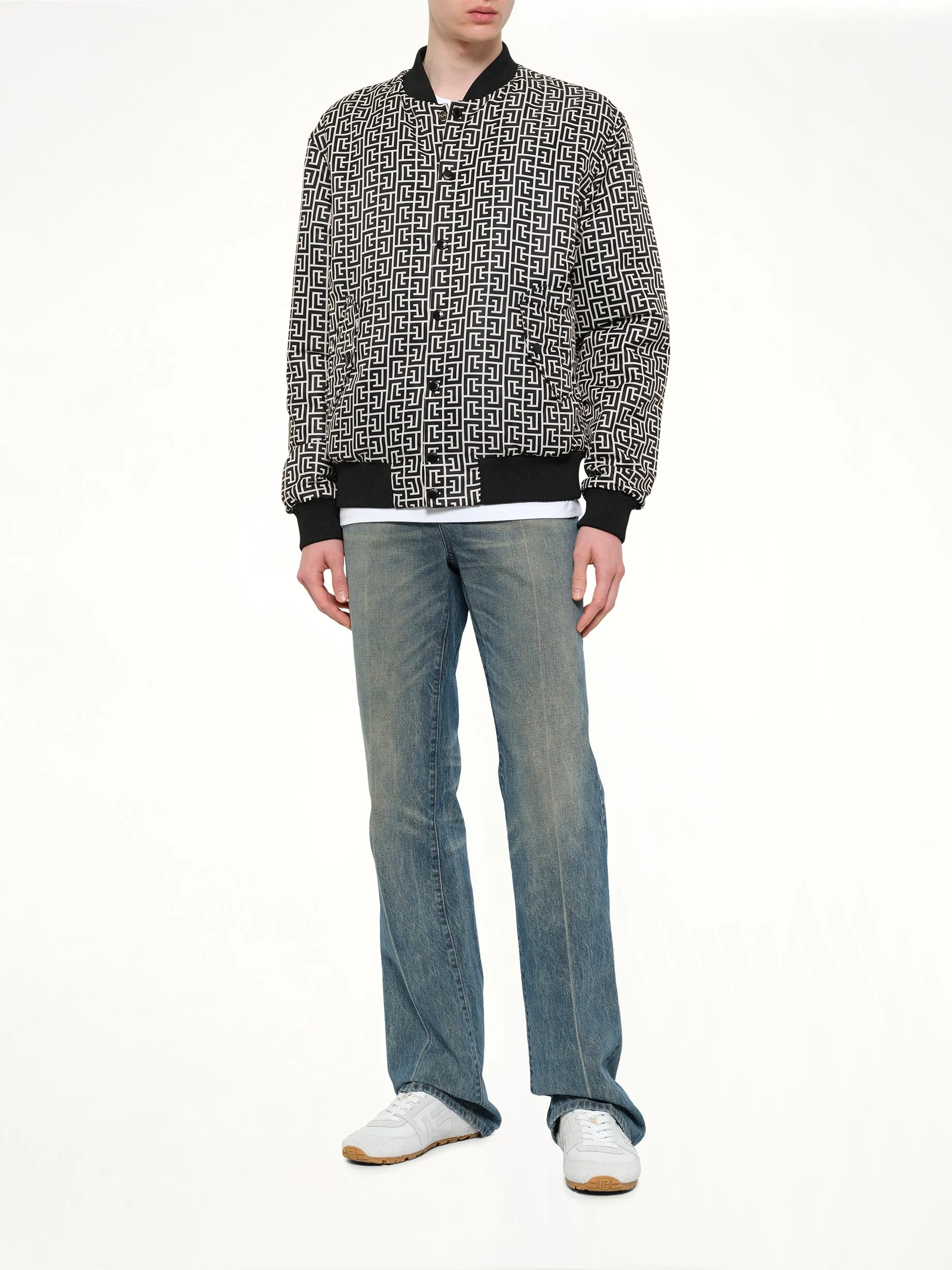 Monogram Nylon/Satin Reversible Bomber in Ivory sold by MARAIS product image thumbnail 4