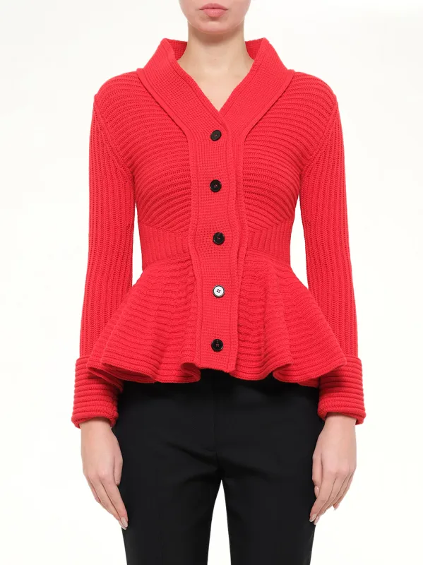 Chunky Cardigan in Red made by Alexander McQueen