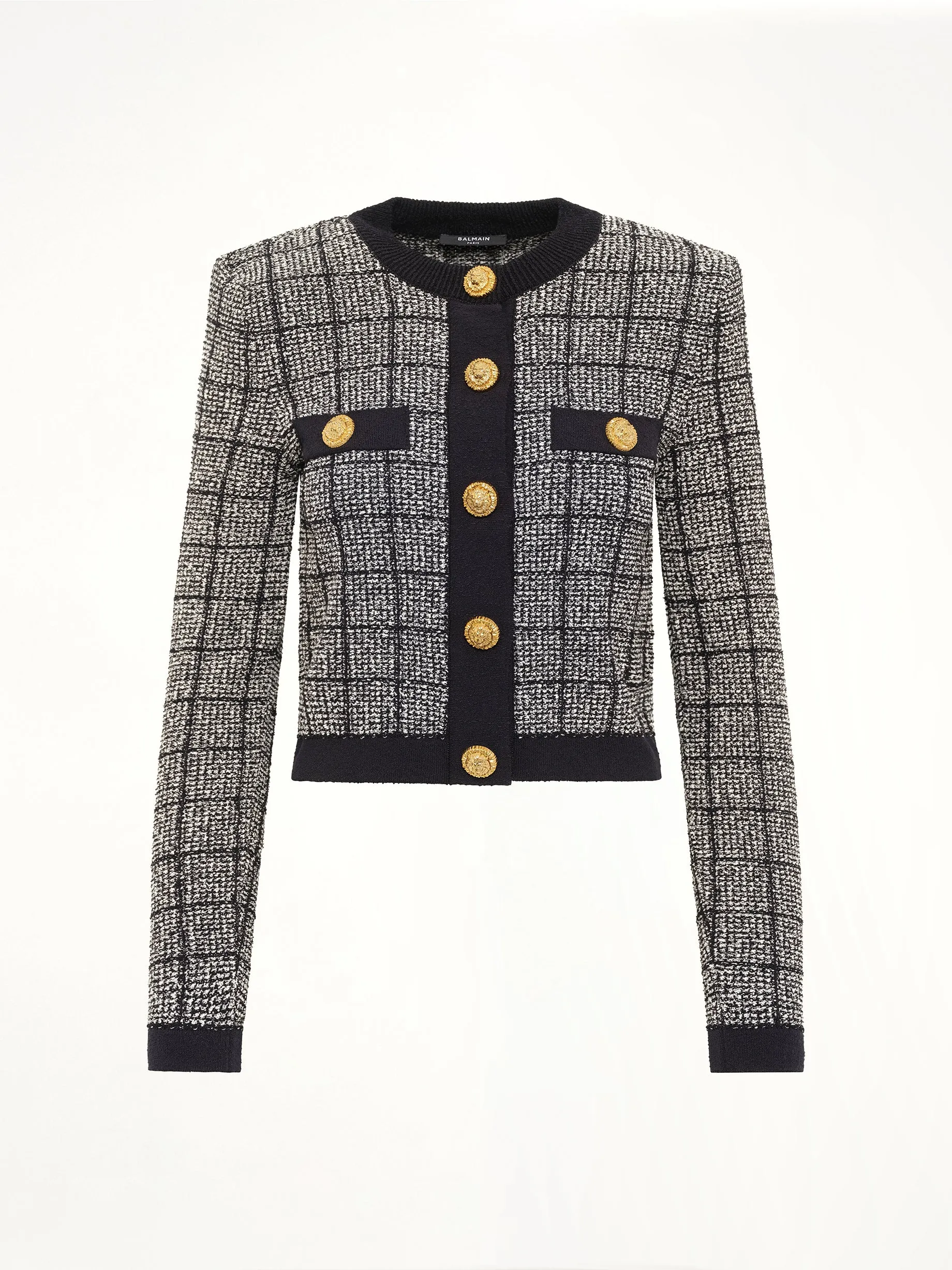 Round Collar Light Tweed Knit Cardigan in Black sold by MARAIS product image thumbnail 2