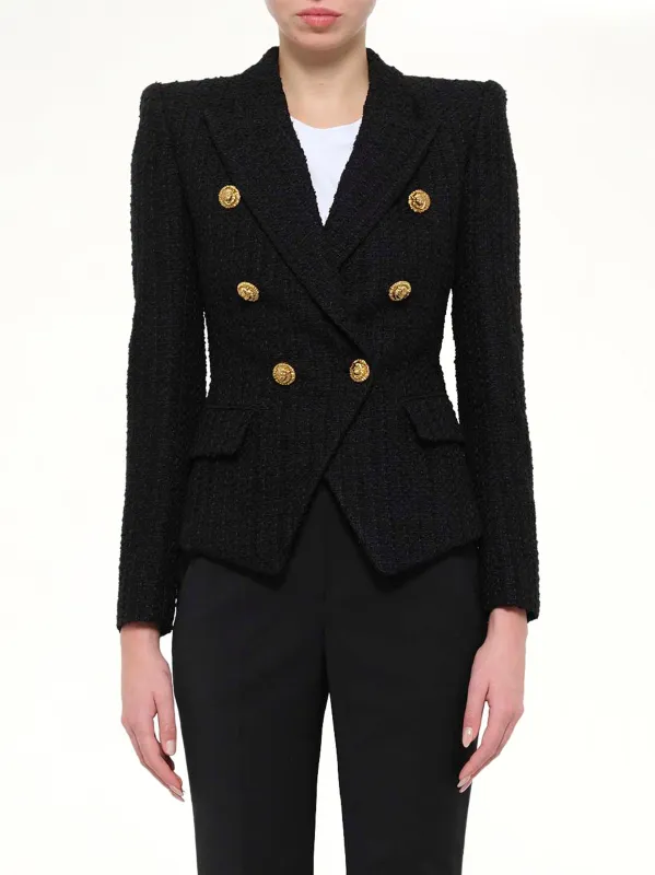 6 BTN Tweed Jacket in Black made by Balmain