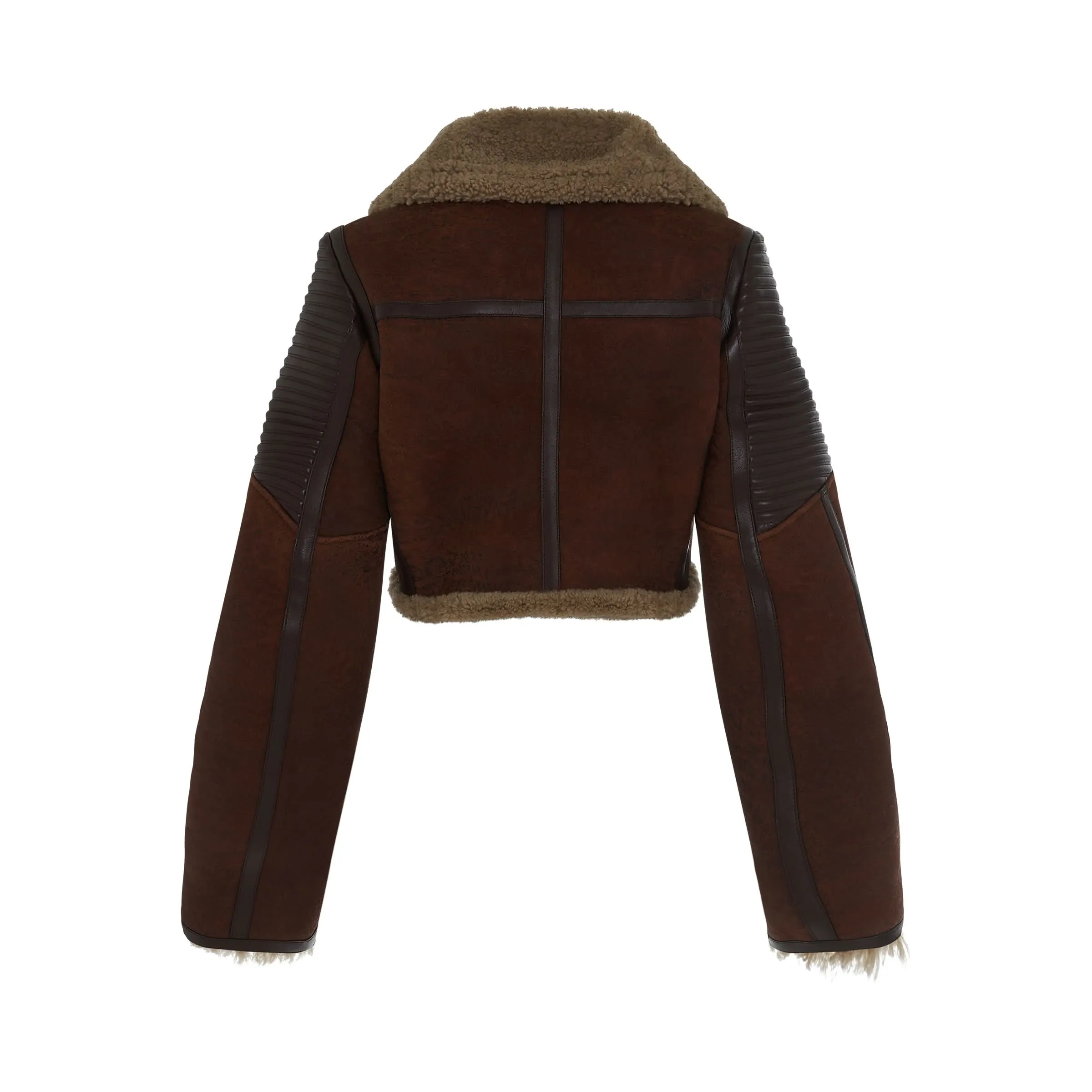 Shearling Biker Jacket in Beige/Brown sold by MARAIS product image thumbnail 4