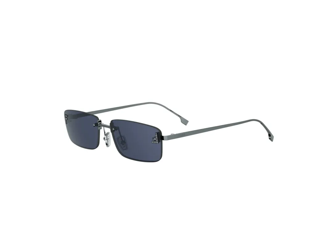 FE4172US METAL SUNGLASSES in Shiny Light Ruthenium/Blue made by Fendi