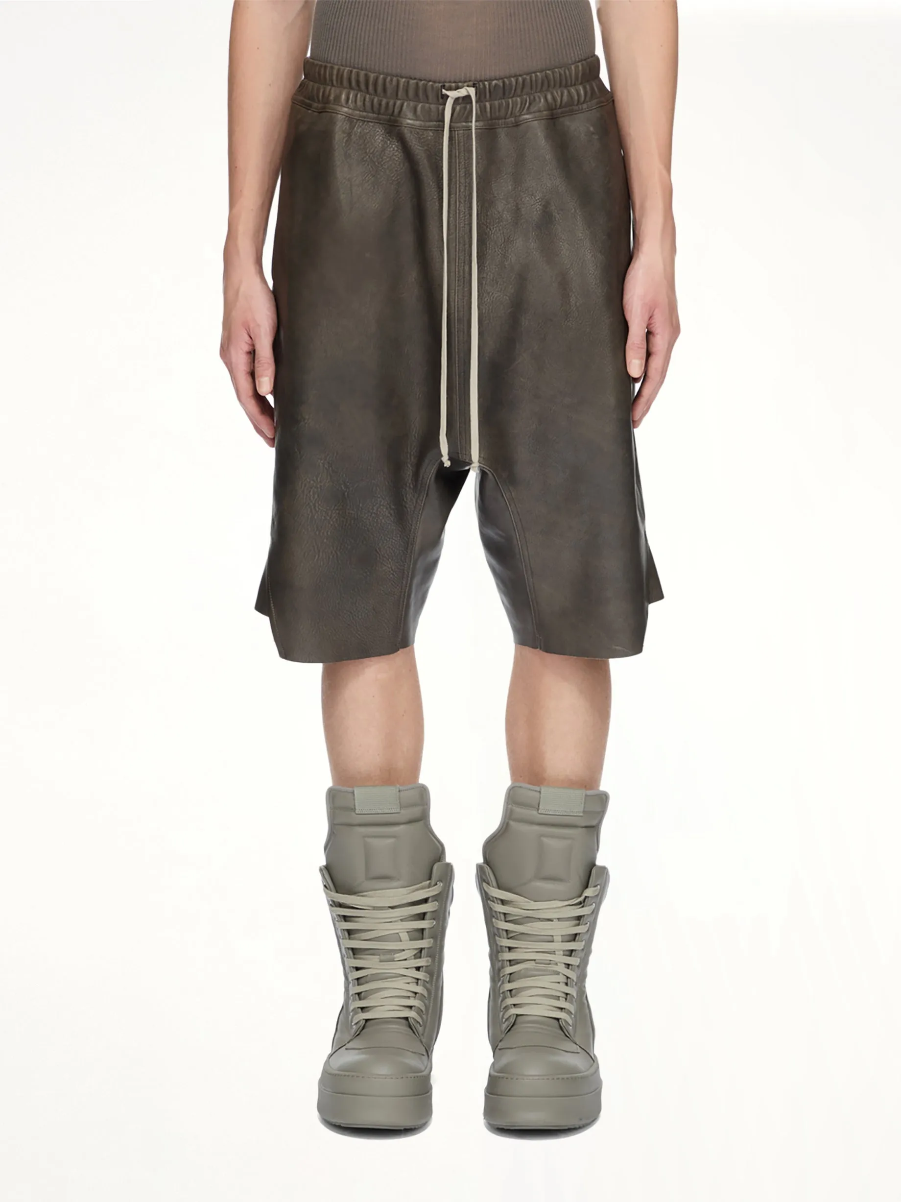 Basket Swingers Leather Shorts in Washed Black sold by MARAIS