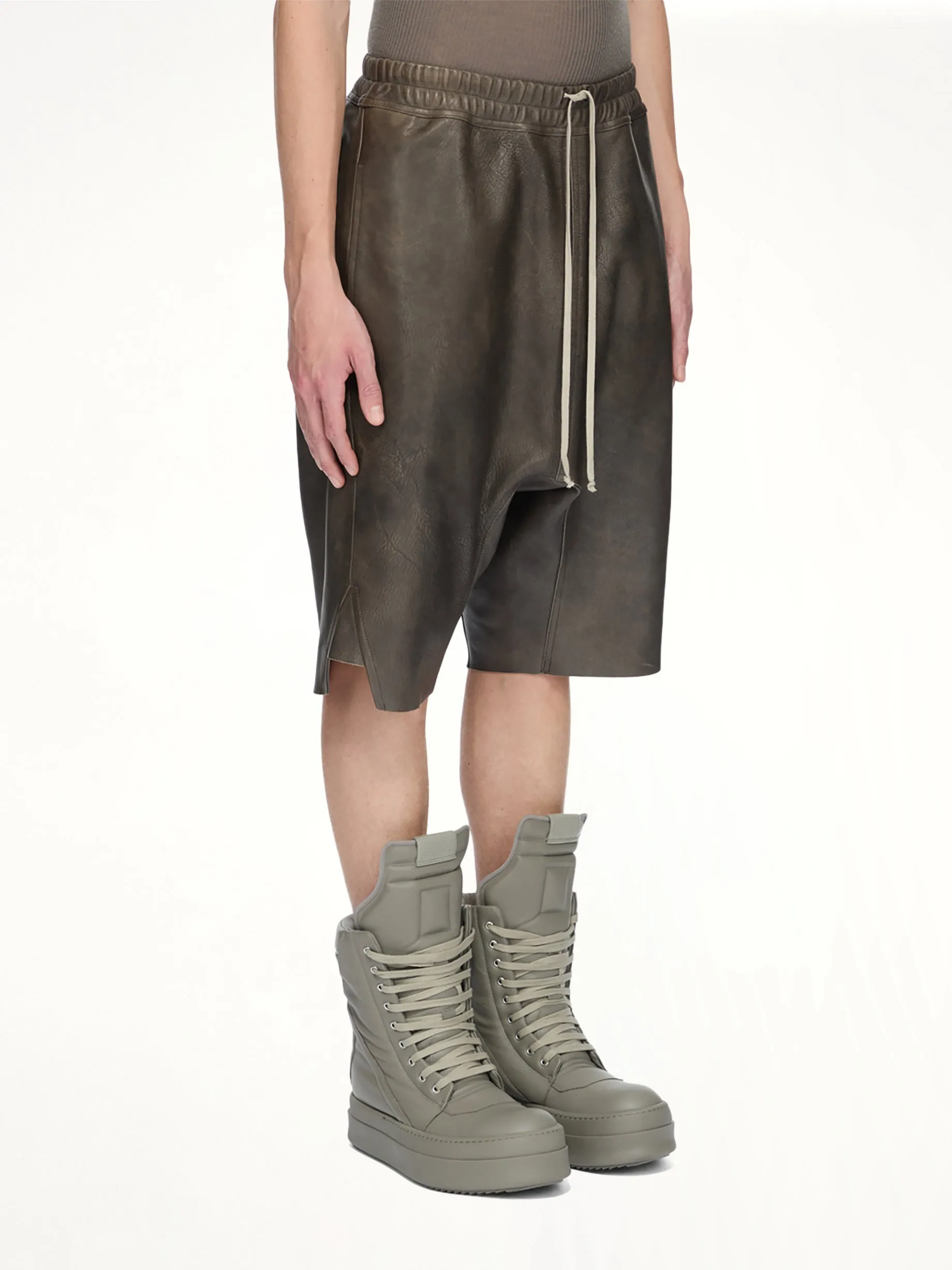 Basket Swingers Leather Shorts in Washed Black sold by MARAIS product image thumbnail 2