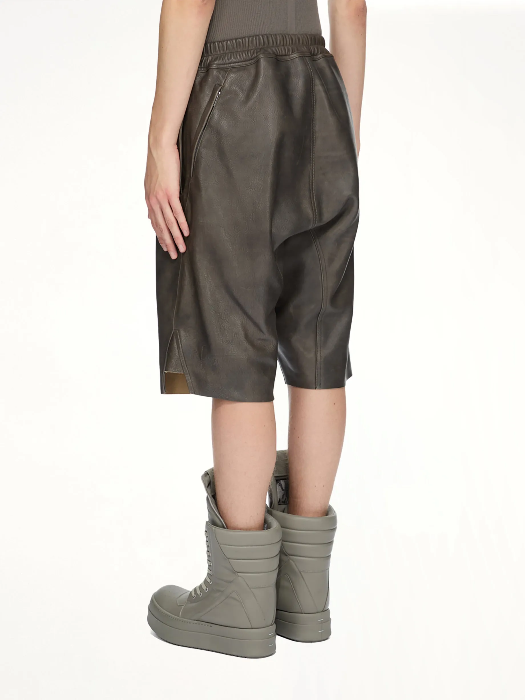 Basket Swingers Leather Shorts in Washed Black sold by MARAIS product image thumbnail 3