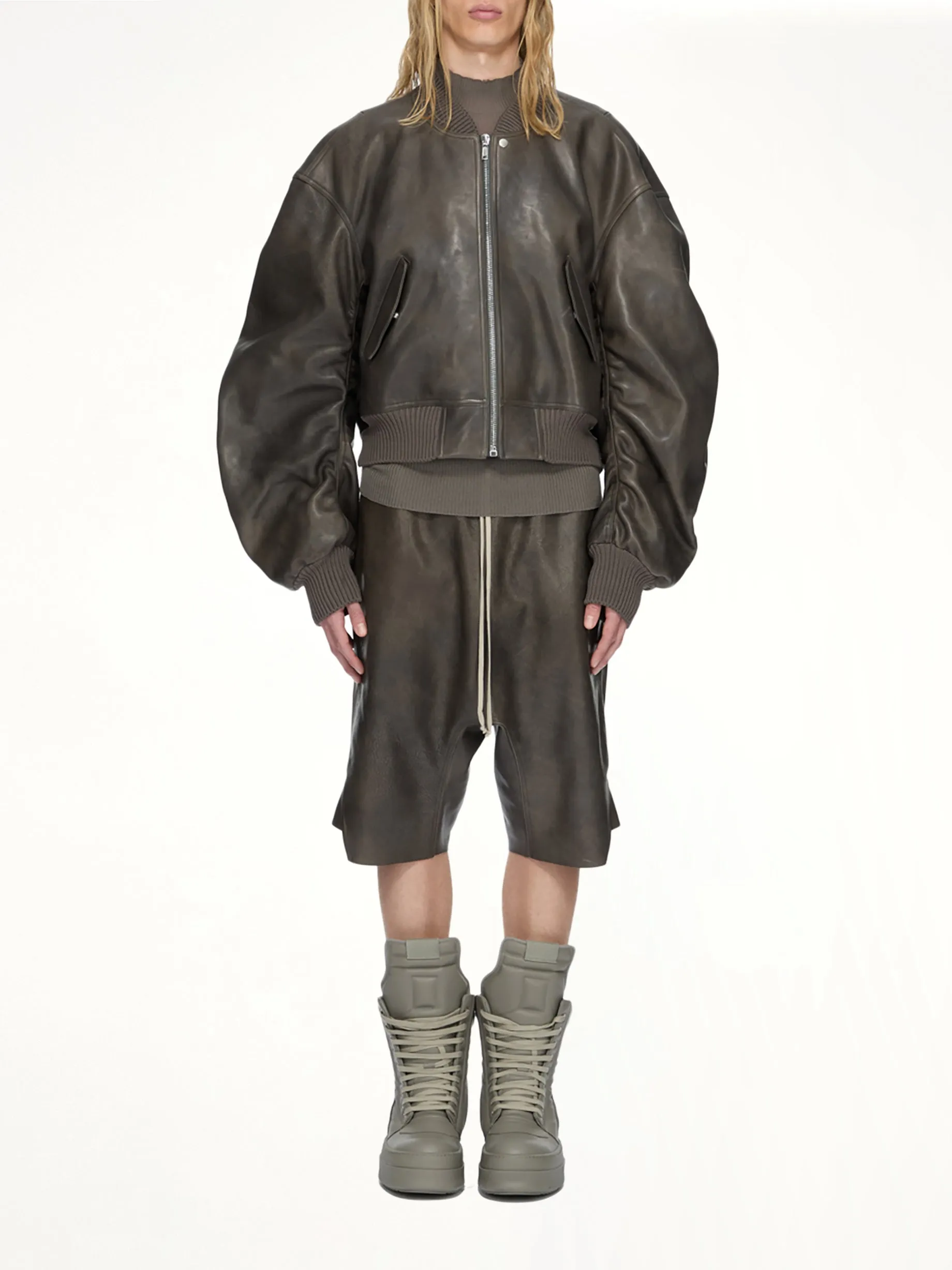 Basket Swingers Leather Shorts in Washed Black sold by MARAIS product image thumbnail 4