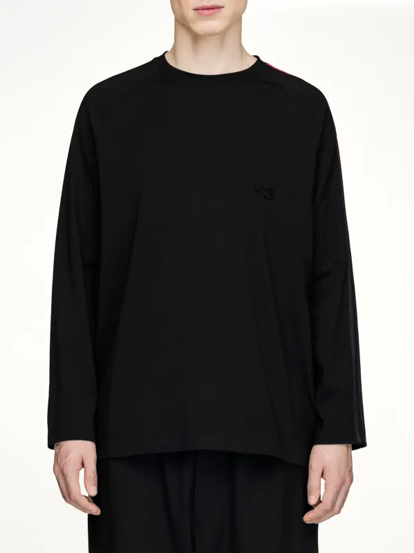 Gradient 3 Stripe LS T-Shirt in Black/Red made by Y-3