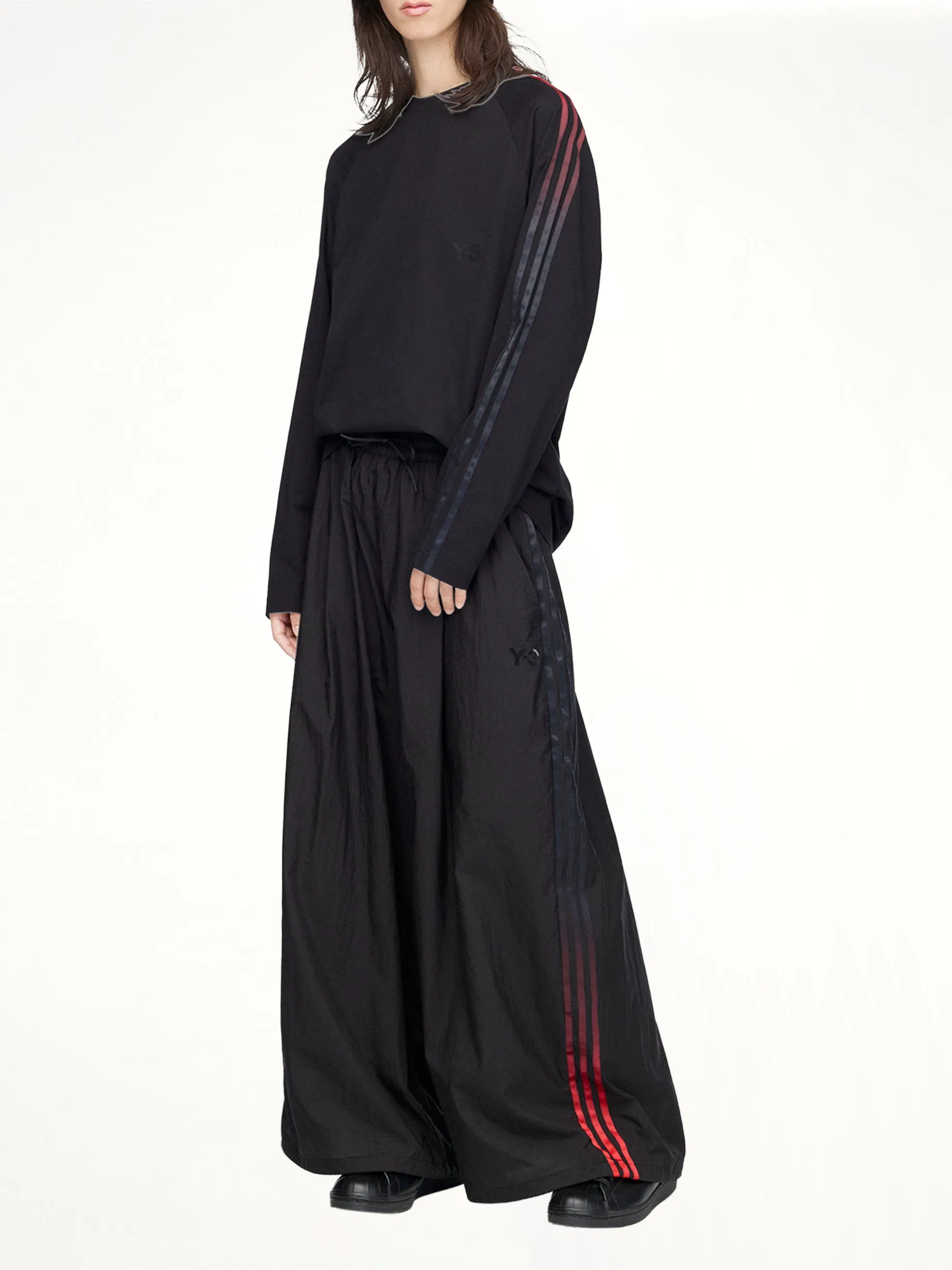 Gradient 3 Stripe LS T-Shirt in Black/Red sold by MARAIS product image thumbnail 4