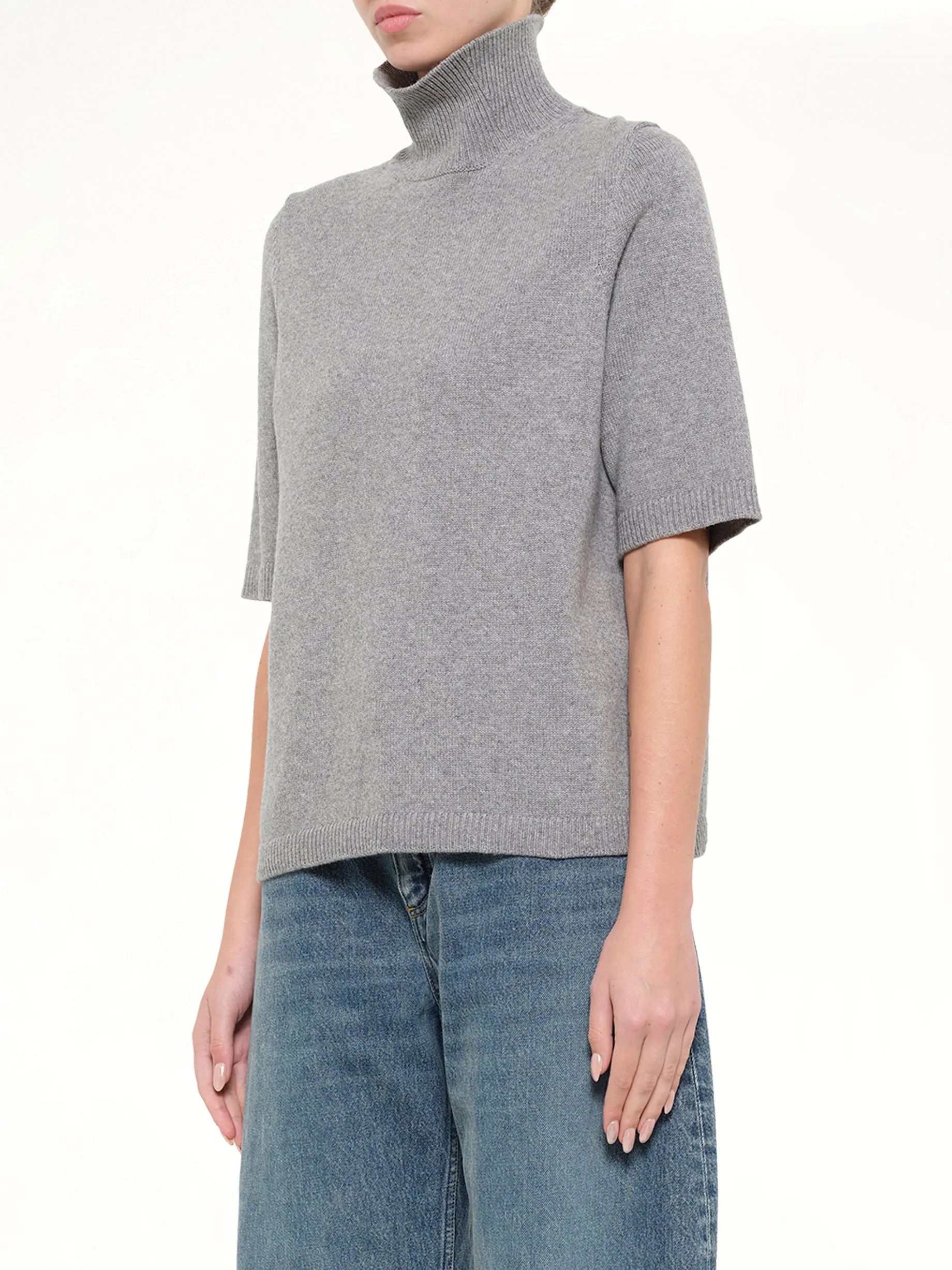 Light Cashmere Highneck Jumper in Heather Grey sold by MARAIS product image thumbnail 3