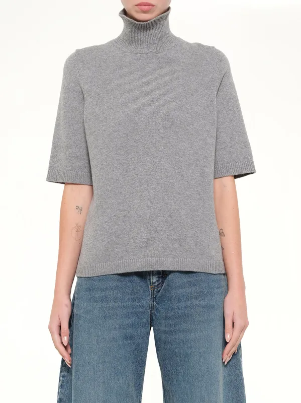 Light Cashmere Highneck Jumper in Heather Grey made by Alaia