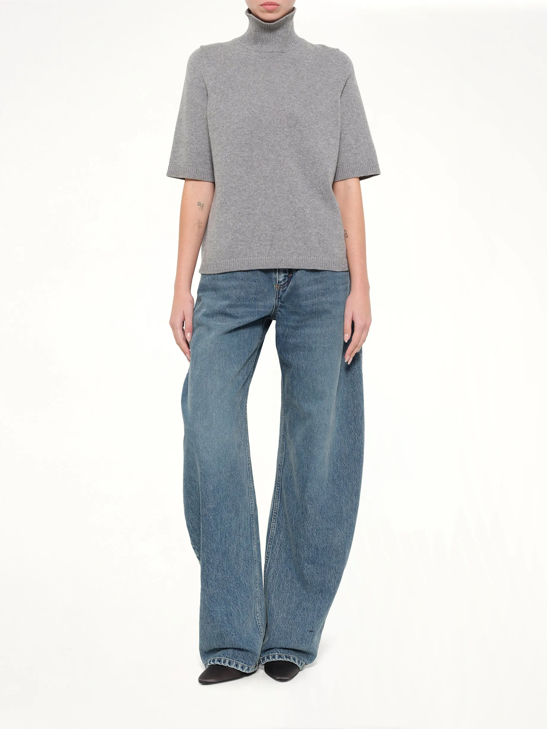 Light Cashmere Highneck Jumper in Heather Grey sold by MARAIS product image thumbnail 4