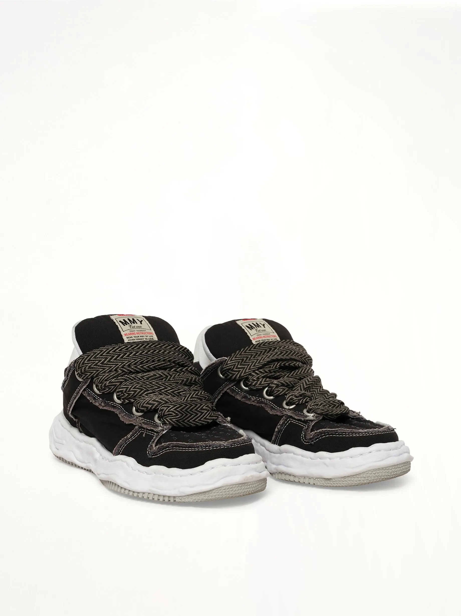 Wayne Puffer Patterned Lace Low Top Sneakers in Black sold by MARAIS product image thumbnail 2