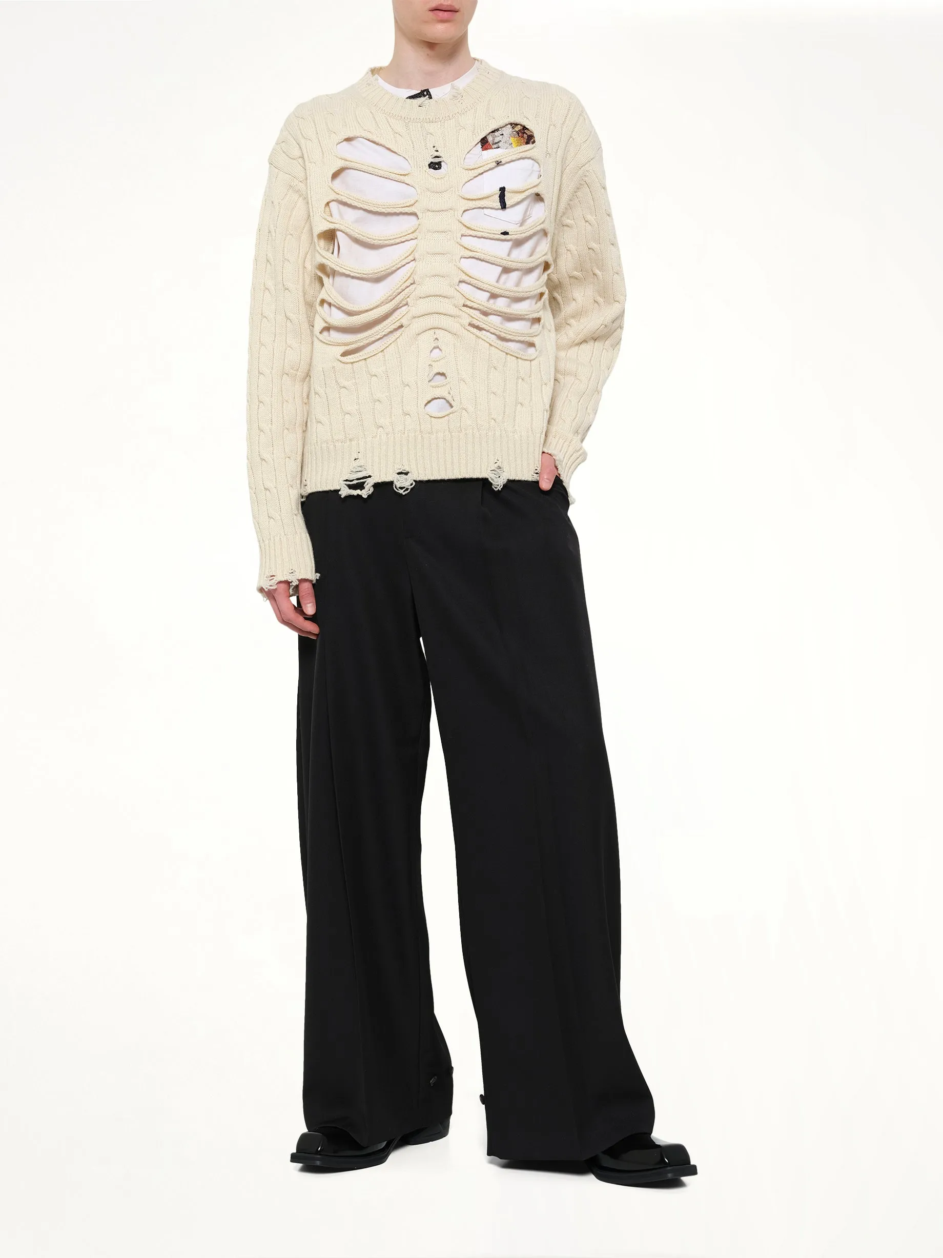 Rib Cage Cable Knit Pullover in Ivory sold by MARAIS product image thumbnail 4