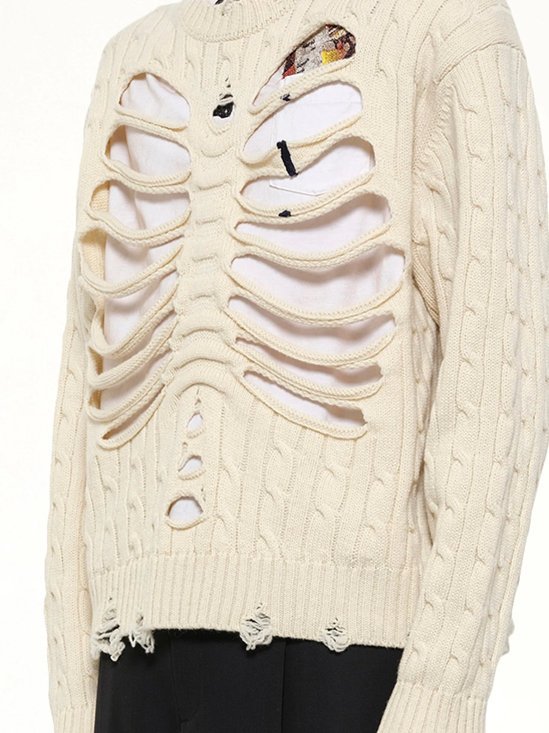 Rib Cage Cable Knit Pullover in Ivory sold by MARAIS product image thumbnail 3