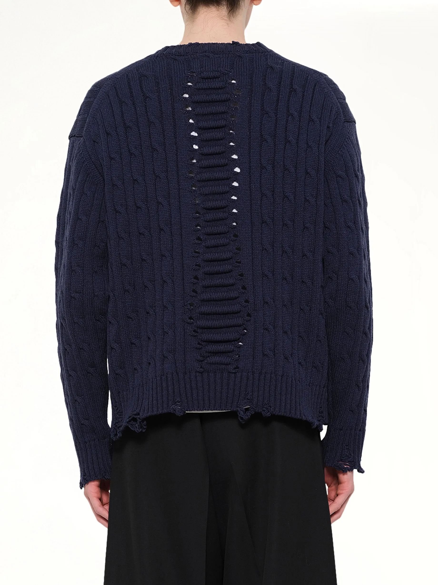 Rib Cage Cable Knit Pullover in Navy sold by MARAIS product image thumbnail 5