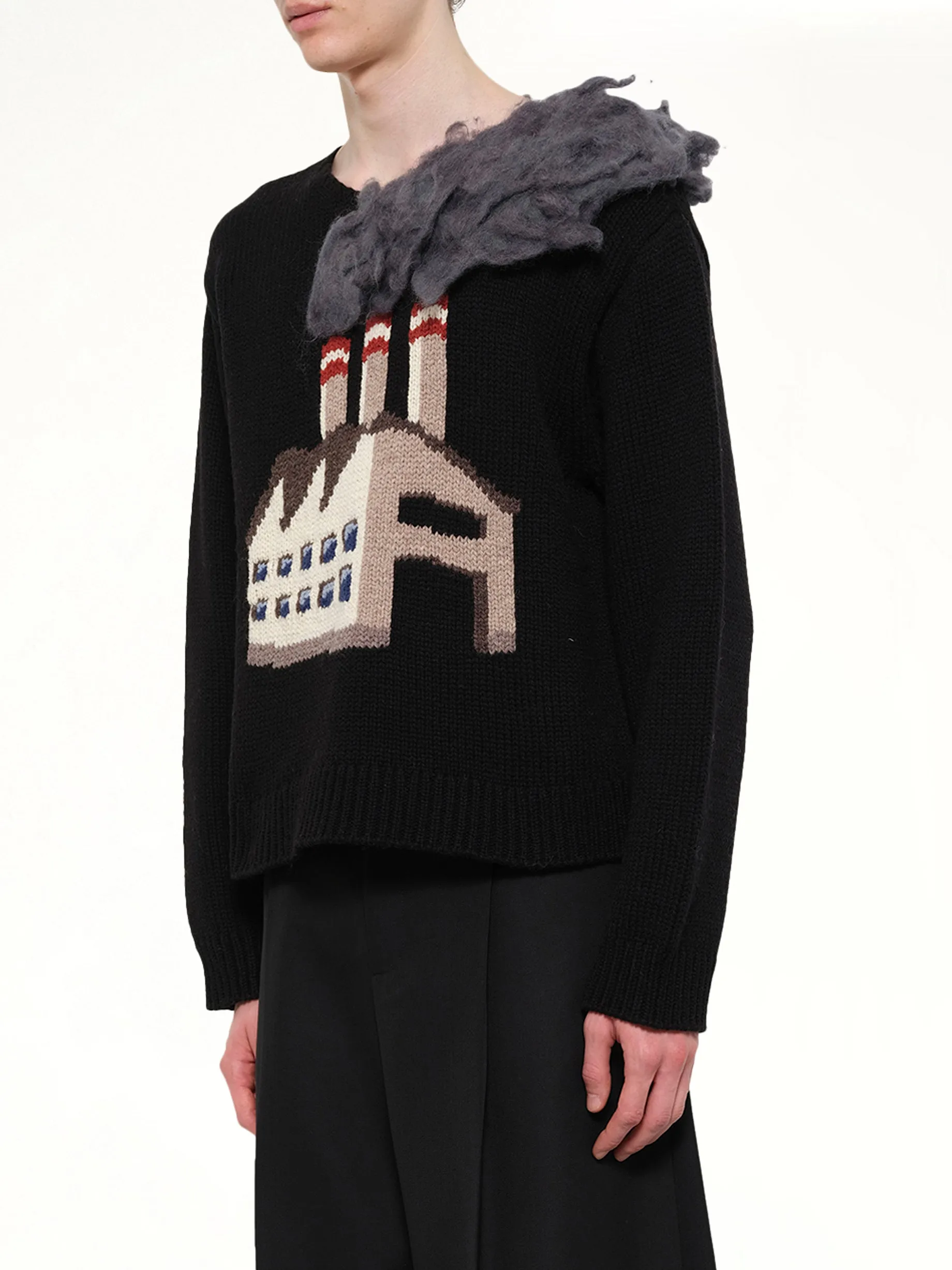 Smoking Factory Intarsia Knit Pullover in Black sold by MARAIS product image thumbnail 3