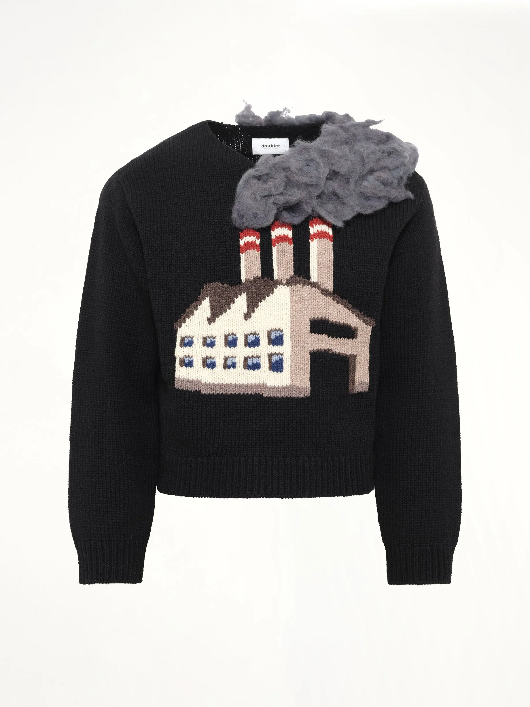 Smoking Factory Intarsia Knit Pullover in Black sold by MARAIS product image thumbnail 2