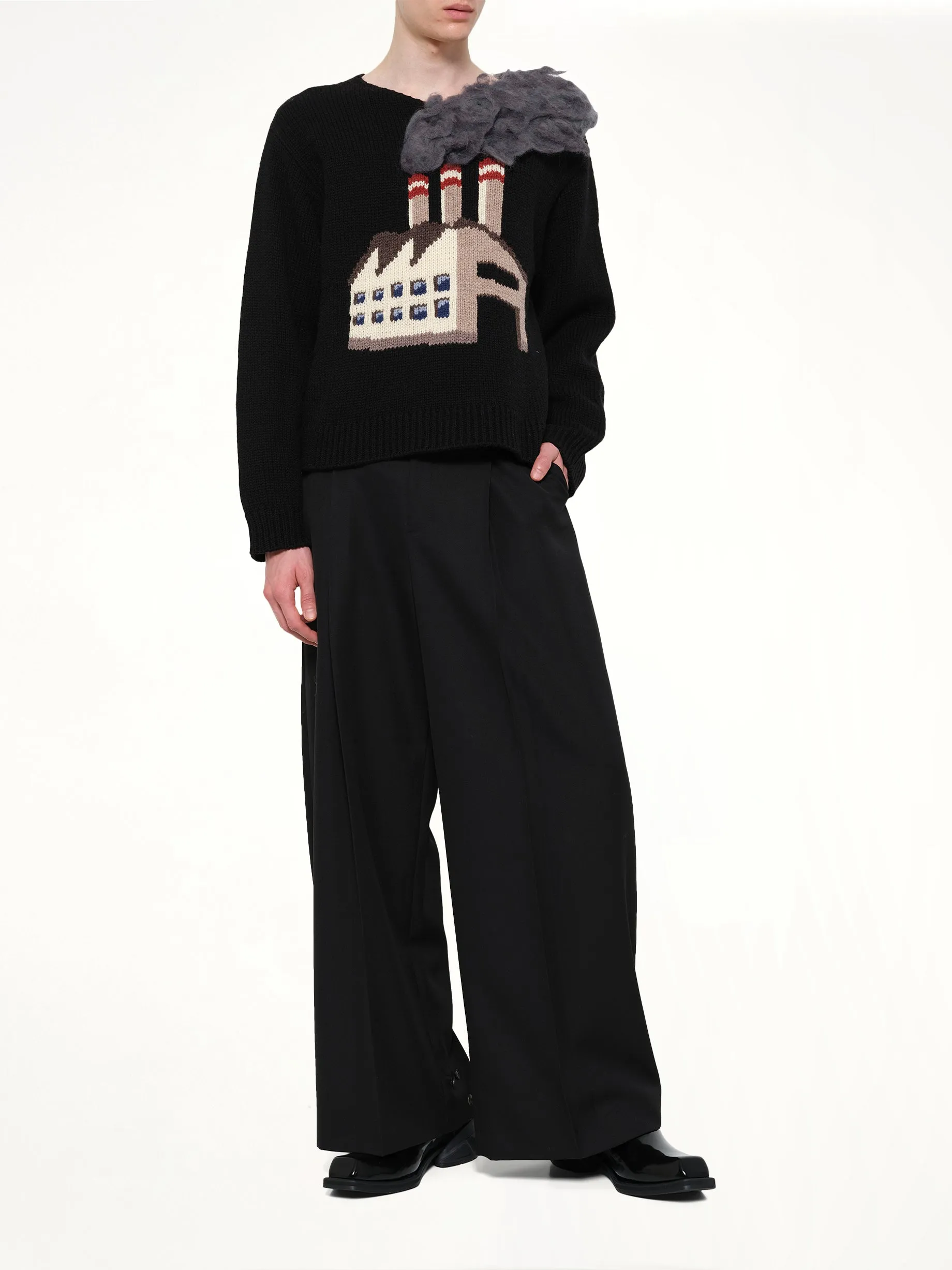 Smoking Factory Intarsia Knit Pullover in Black sold by MARAIS product image thumbnail 4