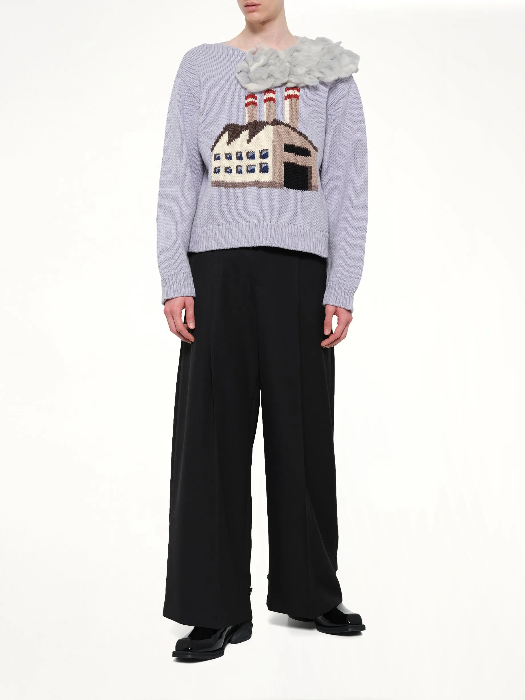 Smoking Factory Intarsia Knit Pullover in Blue sold by MARAIS product image thumbnail 4