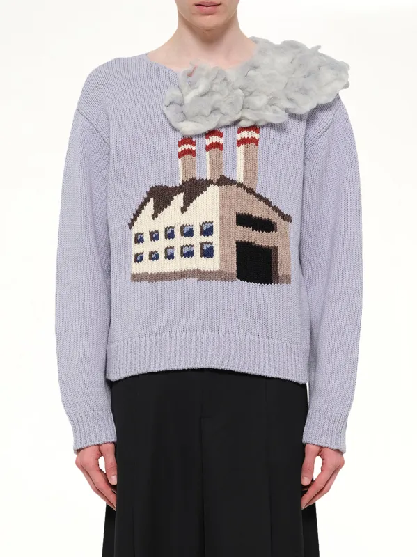 Smoking Factory Intarsia Knit Pullover in Blue made by Doublet