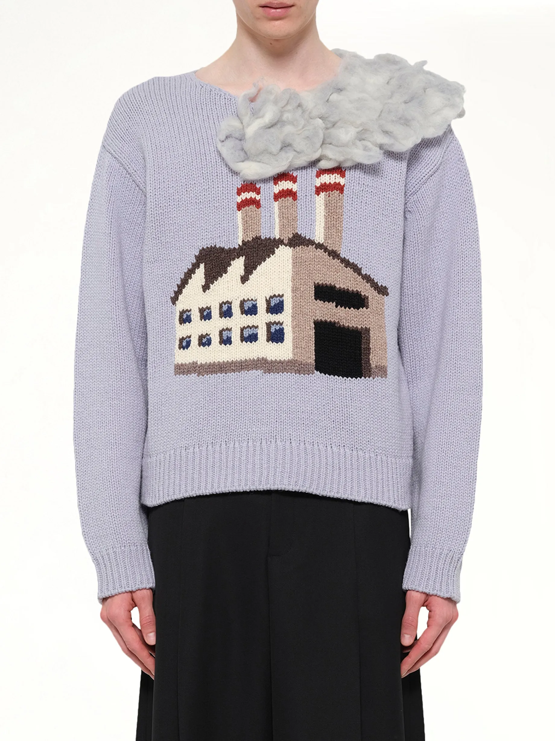 Smoking Factory Intarsia Knit Pullover in Blue sold by MARAIS