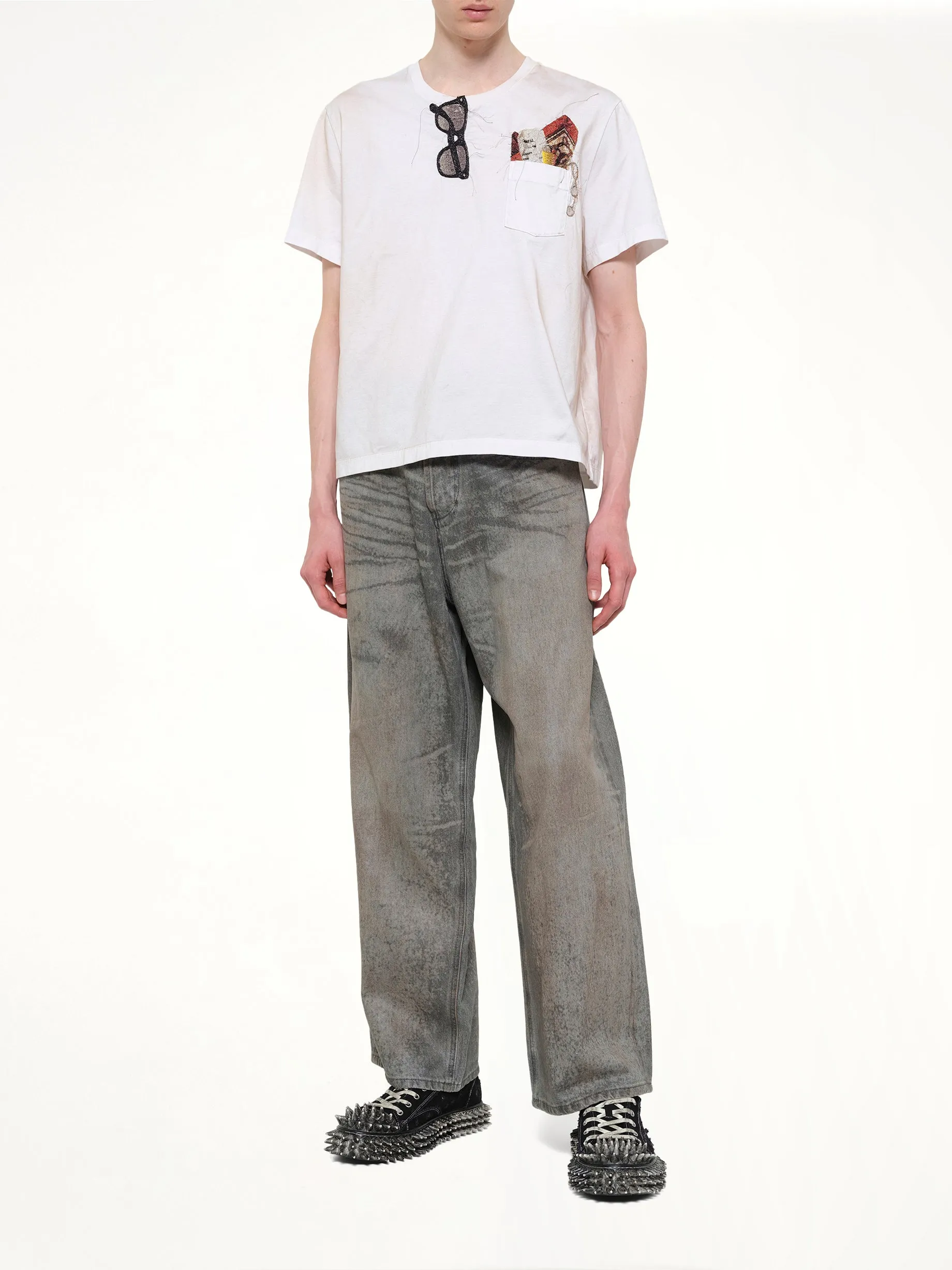 Trompe L’Oeil Embroidery T-Shirt in White sold by MARAIS product image thumbnail 4