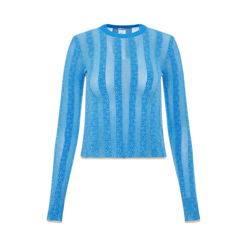 Anagram Devore Viscose Sweater in Light Blue made by Loewe