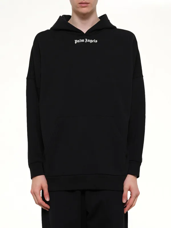 Classic Logo Over Hoodie in Black/Off White made by Palm Angels