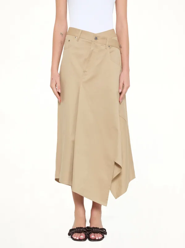 Cotton Utility Asymmetric Skirt in Beige made by Loewe