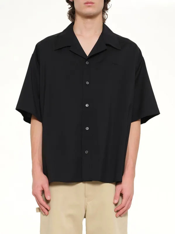 Wool Short Sleeve Shirt in Black made by Loewe
