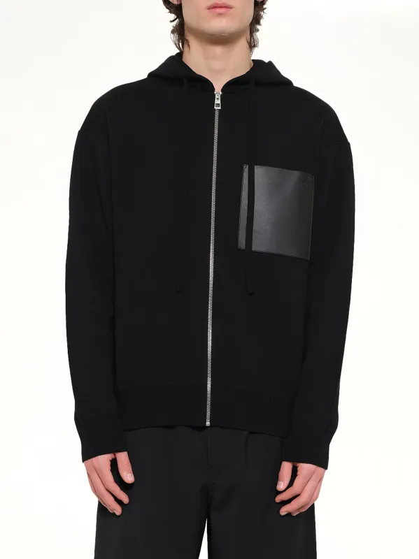 Wool Zip-Up Hoodie in Black made by Loewe