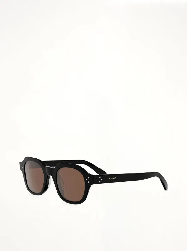 CL40326U Acetate Sunglasses in Shiny Black/Brown made by Celine