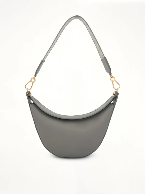 Small Loewe Luna Bag in Satin Calfskin and Jacquard Strap in Pearl Grey made by Loewe
