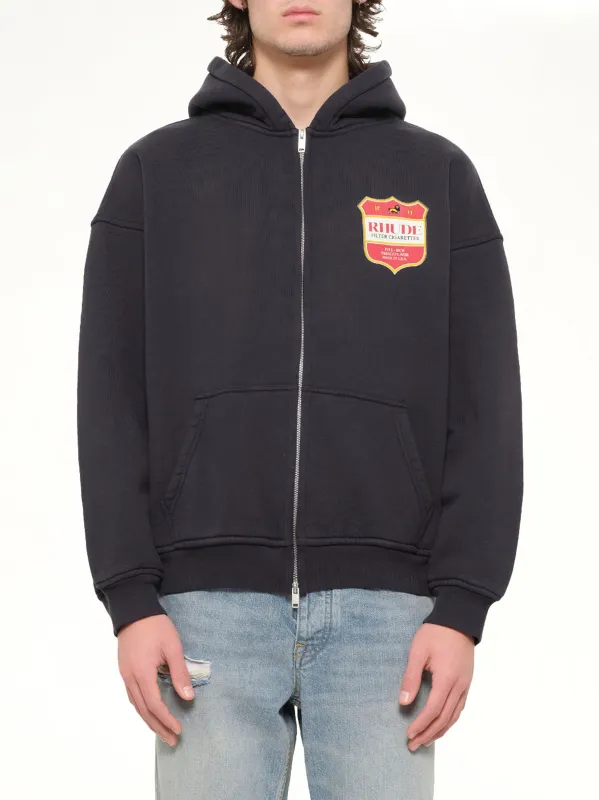 Filtaro Crest Zip-Up Hoodie in Vintage Black made by Rhude