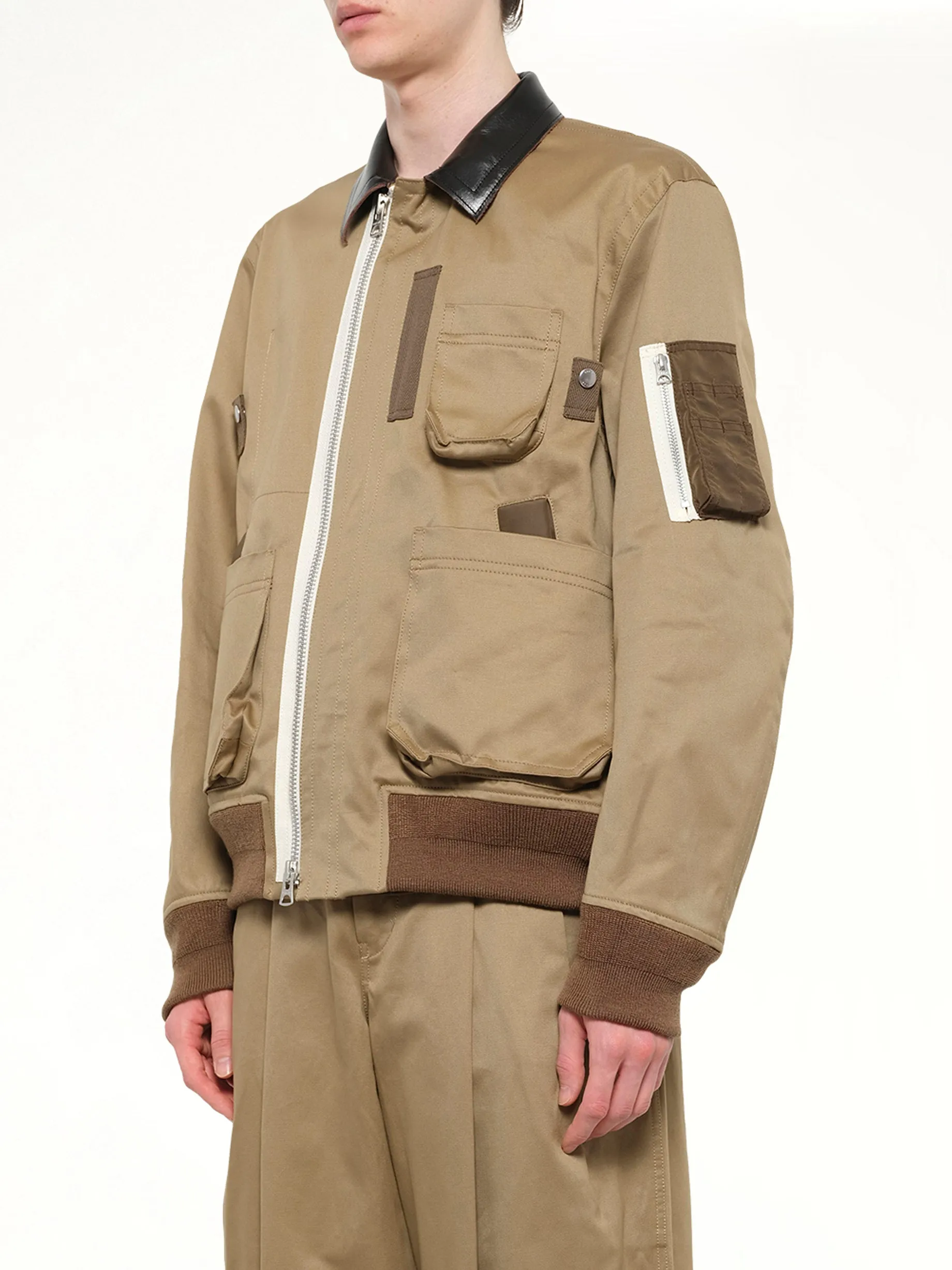 Cotton Chino Blouson in Dark Beige sold by MARAIS product image thumbnail 3