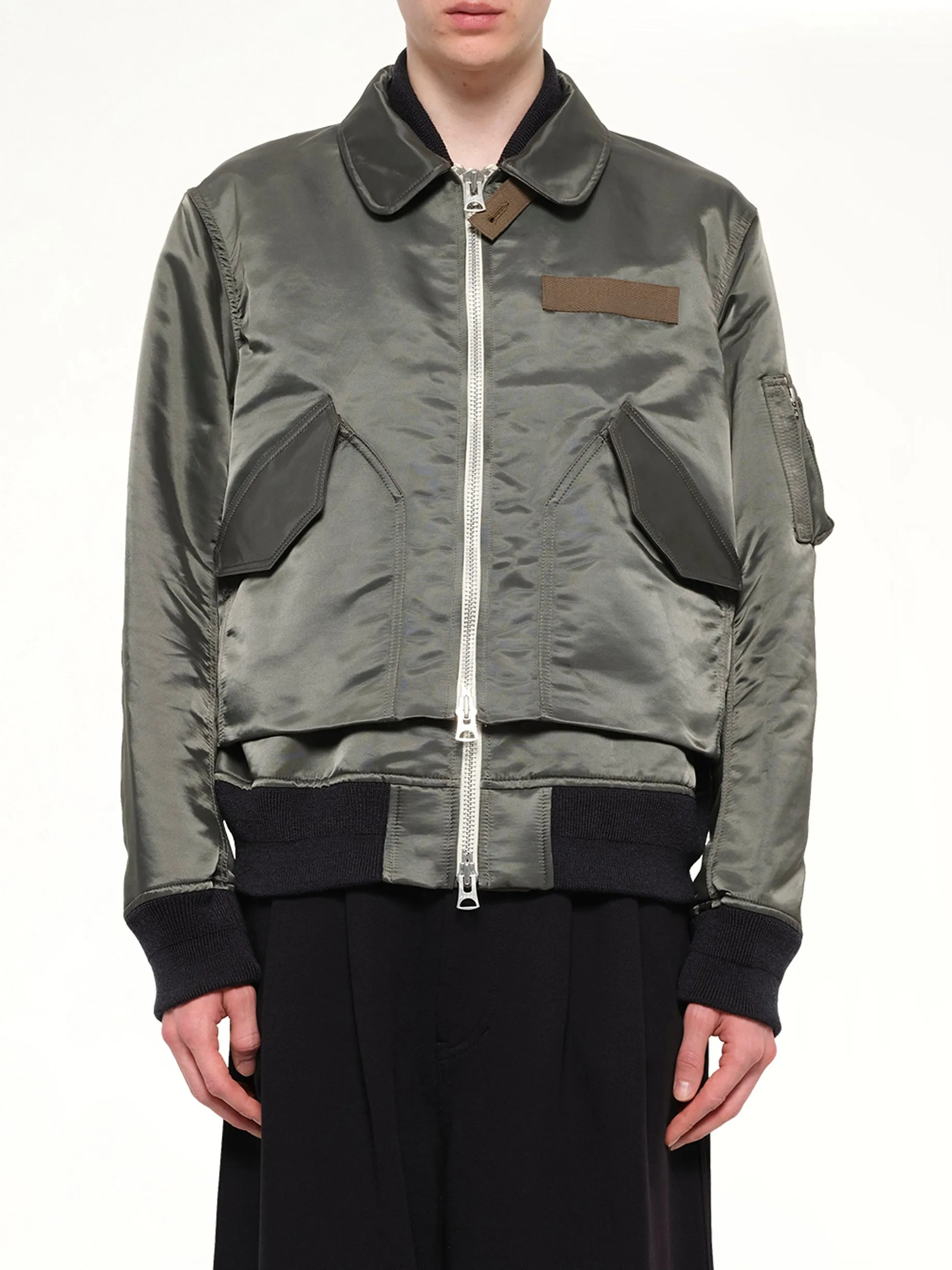 Cotton Nylon Twill Blouson in Dark Khaki sold by MARAIS