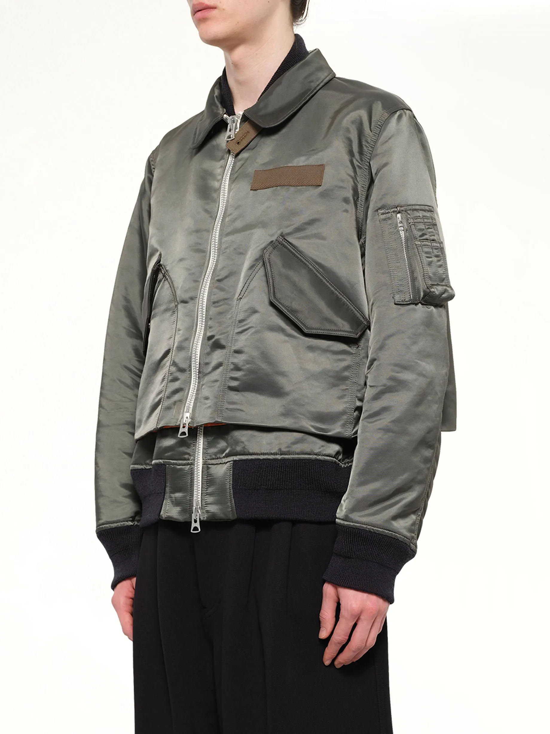 Cotton Nylon Twill Blouson in Dark Khaki sold by MARAIS product image thumbnail 3