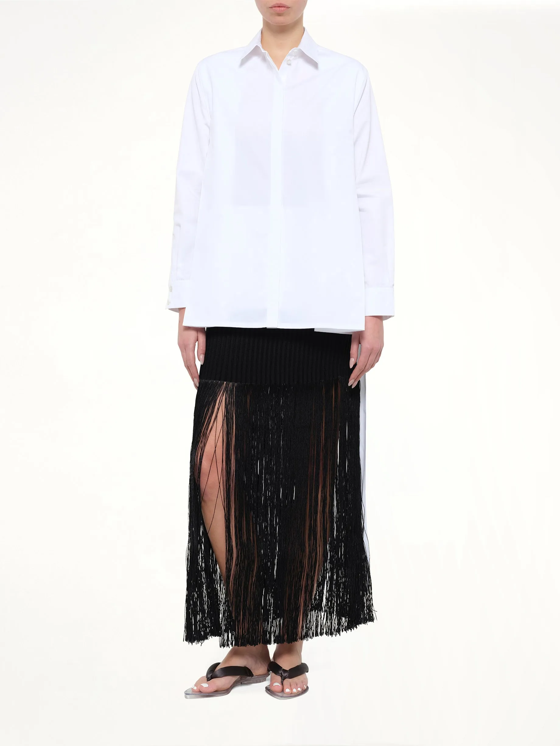 Cotton Poplin Asymmetric Shirt in White sold by MARAIS product image thumbnail 4
