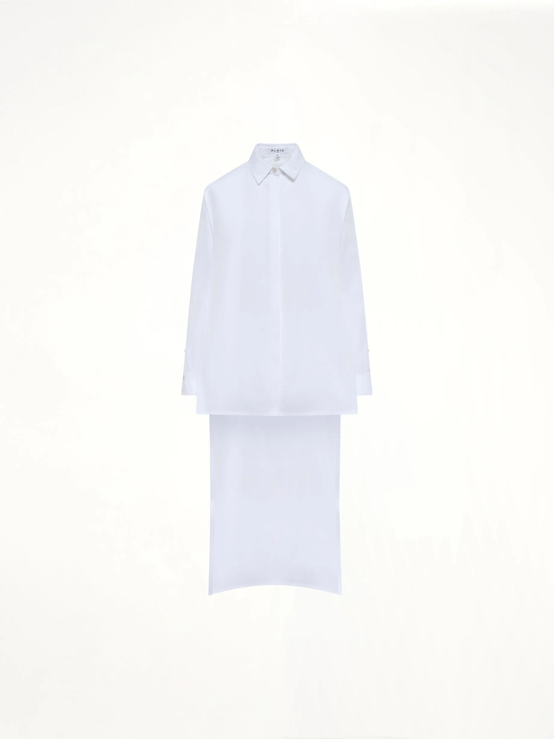 Cotton Poplin Asymmetric Shirt in White sold by MARAIS product image thumbnail 2