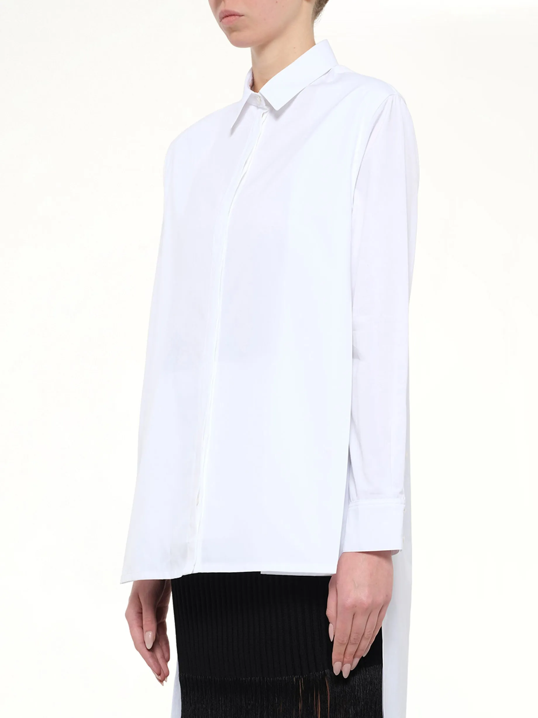 Cotton Poplin Asymmetric Shirt in White sold by MARAIS product image thumbnail 3