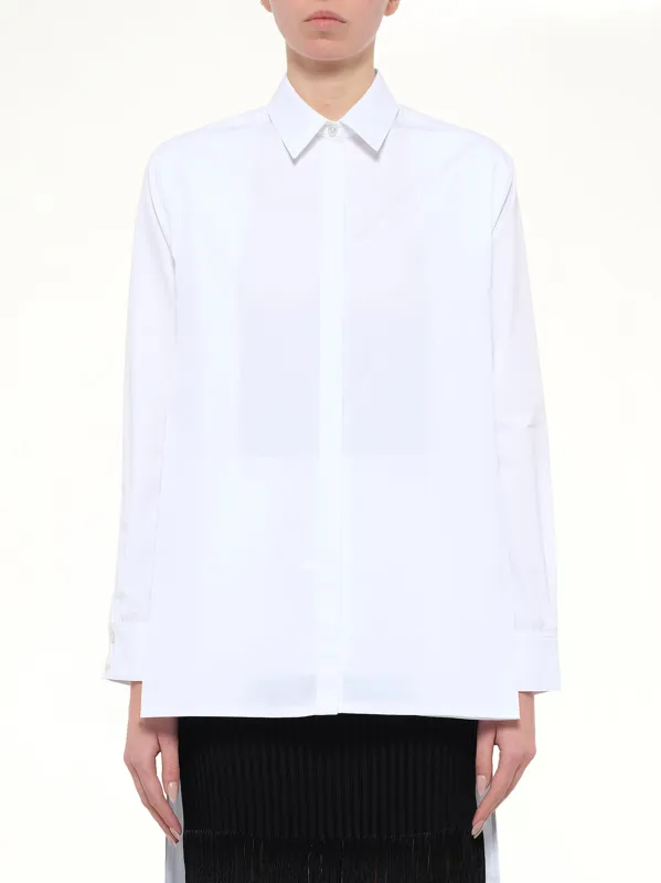 Cotton Poplin Asymmetric Shirt in White made by Alaia