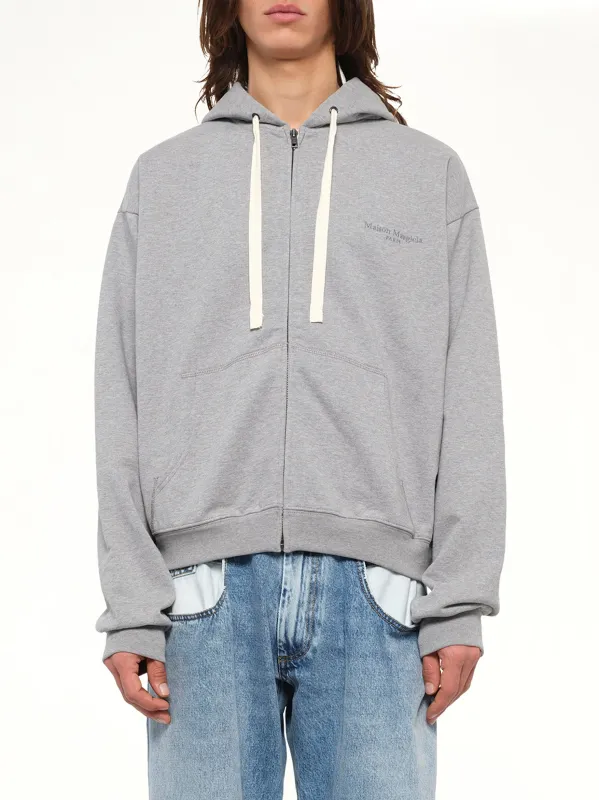 Logo Zip Hoodie in Grey Melange made by Maison Margiela