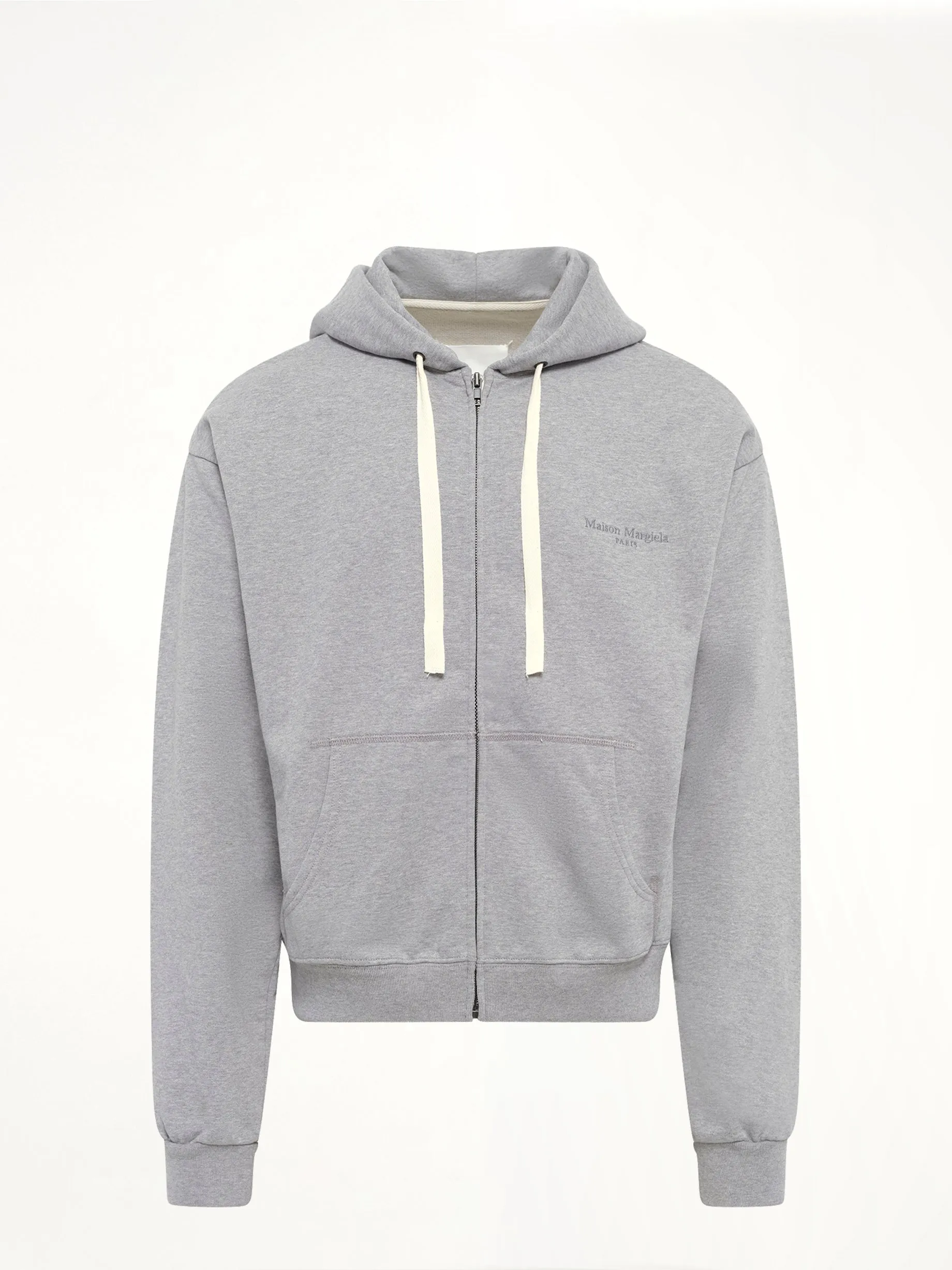 Logo Zip Hoodie in Grey Melange sold by MARAIS product image thumbnail 2